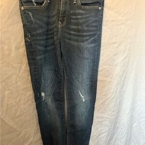 Express Blue Skinny Jeans with Distressed Details